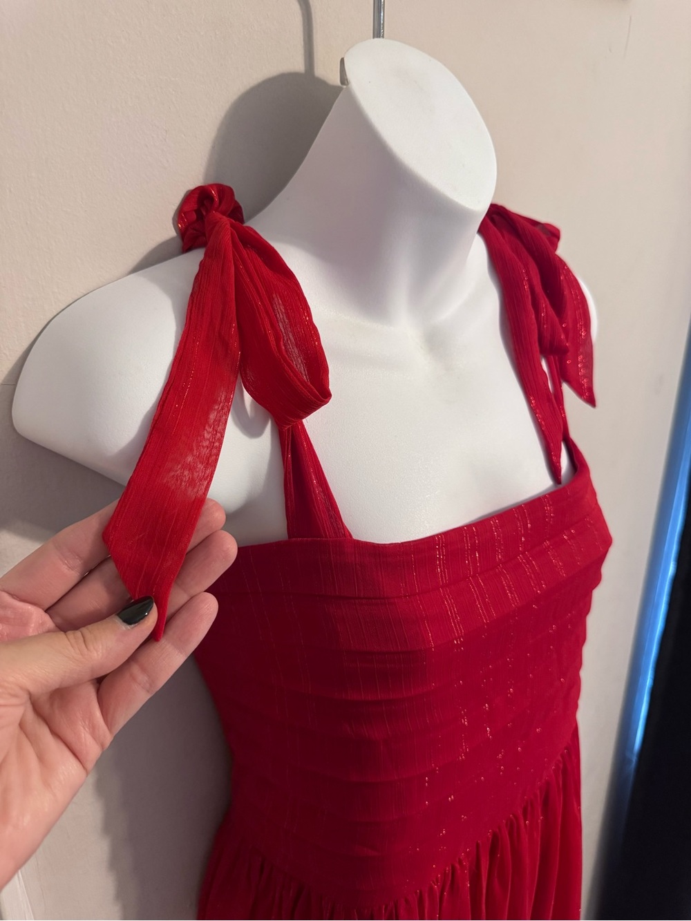 NWT RED MAXI DRESS 1X - Picture 3 of 6